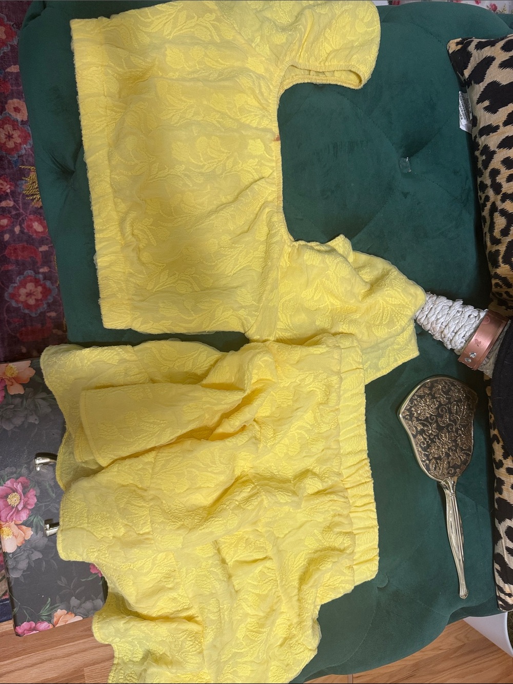 Francesca's Collections Bright Yellow Textured Two-Piece Mini Dress Set